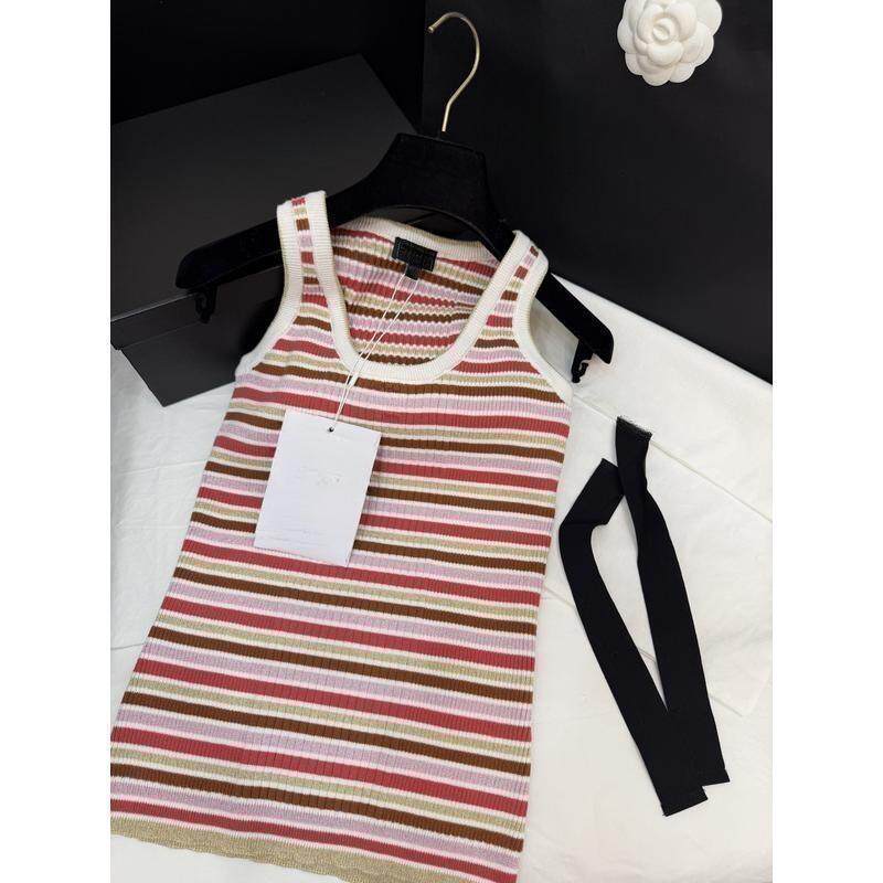 2025春季新款休闲风条纹针织背心女外穿修身显瘦无袖上衣百搭