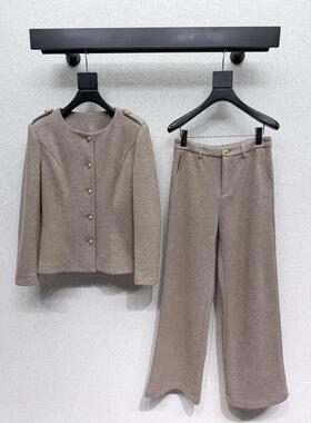 2025年冬季新款设计感毛呢西装套装外套长裤两件套女气质通勤优雅