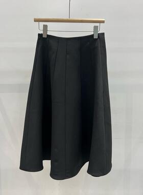 2026年夏季新款高腰A字半身裙女黑色中长款显瘦百搭半裙