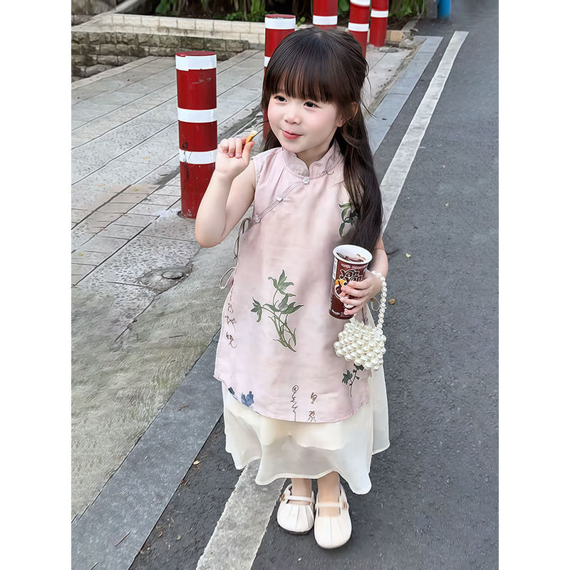新中式女童旗袍裙夏装2025新款国风汉服儿童女宝宝复古背心连衣裙