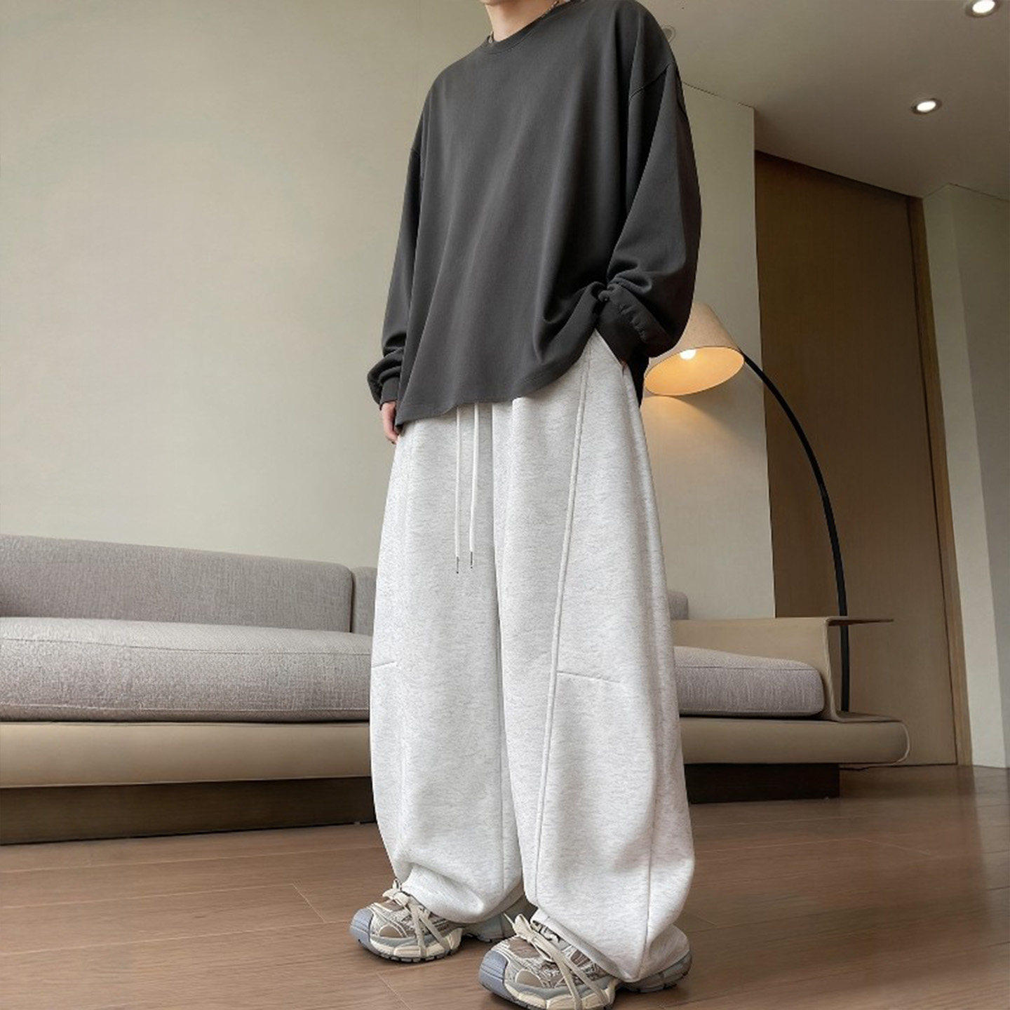 小个子免改裤长运动裤子冬装男款加绒2026新款美式垂感宽松休闲大,男装,休闲裤,淘宝优惠券,粉丝福利购,淘宝优惠卷