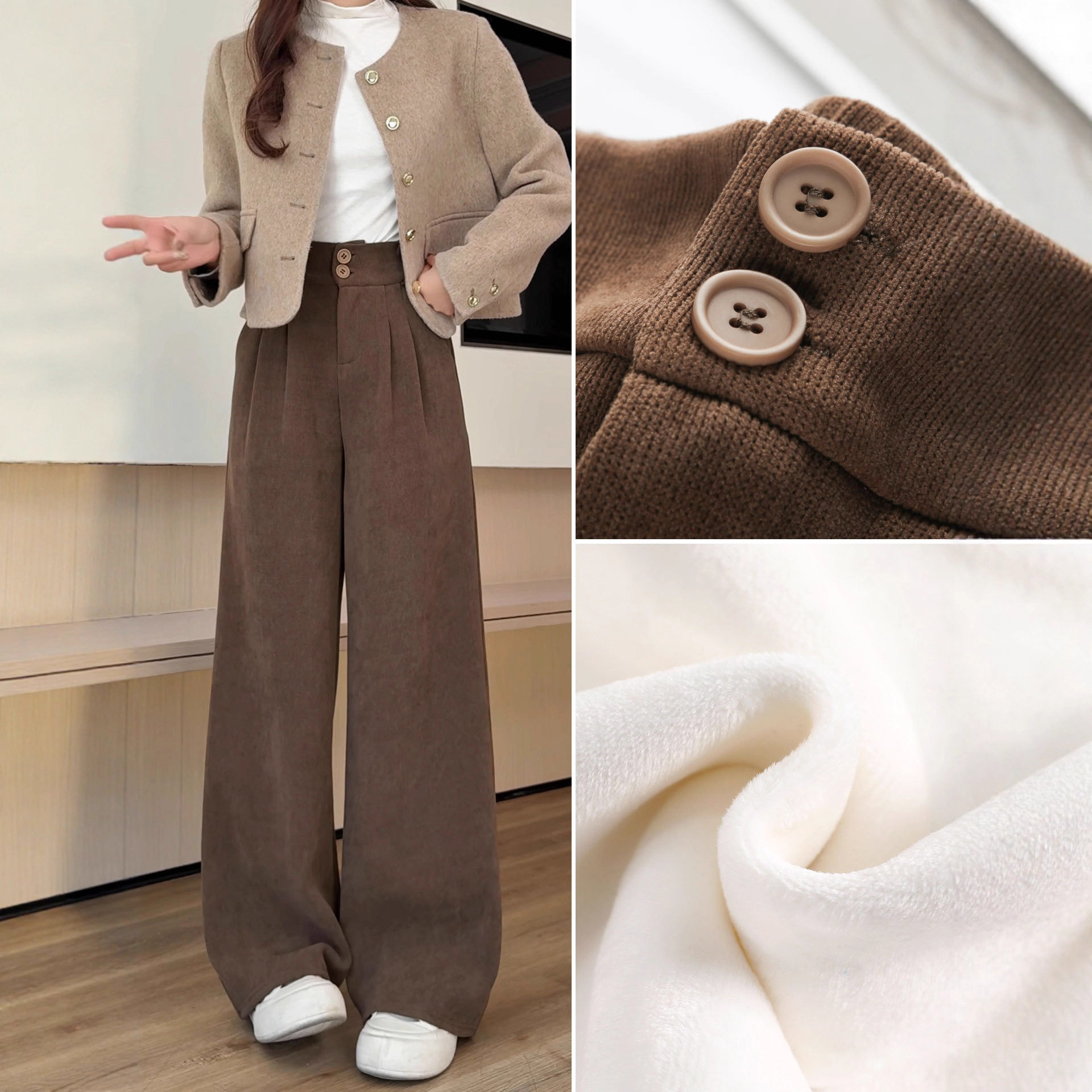 小个子免改裤长美拉德棕色裤子女冬2025新款小个子灯芯绒休闲西装,女装/女士精品,休闲裤,淘宝优惠券,粉丝福利购,淘宝优惠卷