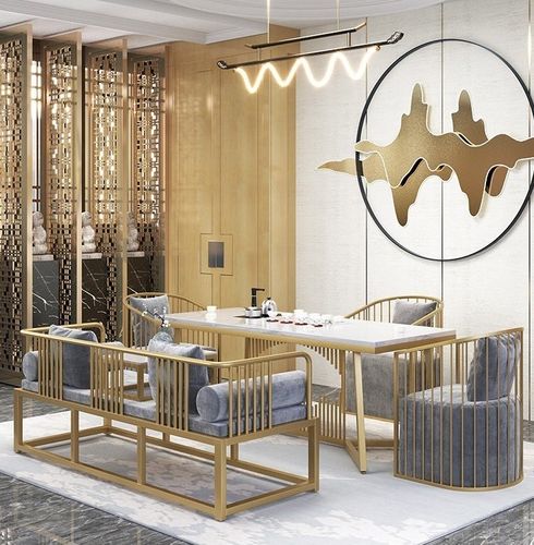 客厅组合大理石新中式