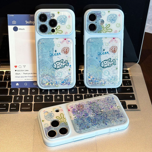 绘画海洋流沙壳新款适用苹果17pro手机壳iPhone16max小米15华为mate80pura90K90reno14nova13荣耀500x300Y200
