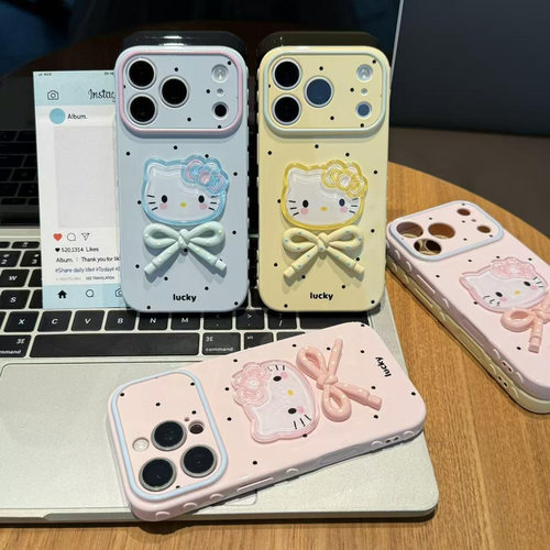 少女波点蝴蝶结适用苹果18promax手机壳iPhone17pro16小米15华为mate80pura90K70nova14荣耀600x200iqoo13s60