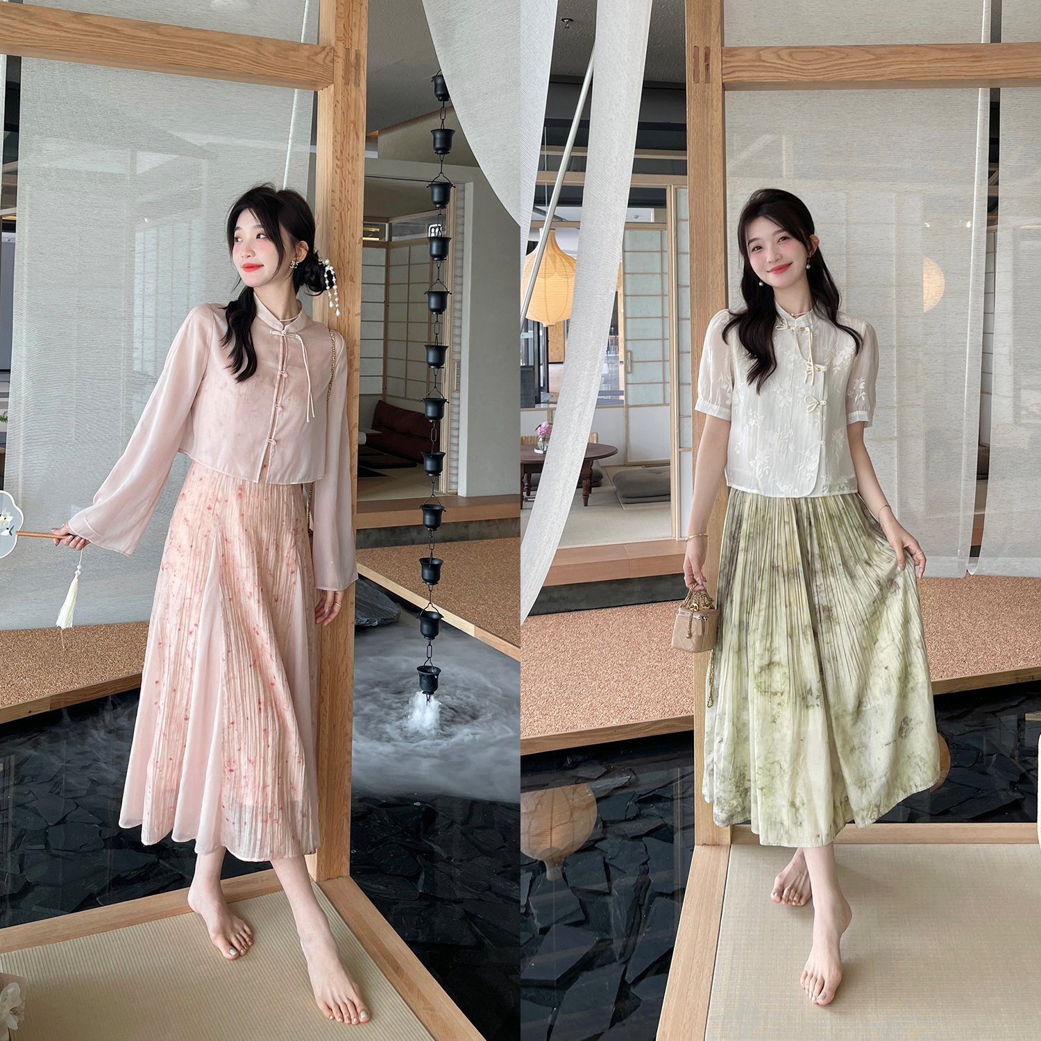 TAKIYAS SHOP中式衬衫/半裙/吊带裙罩衫