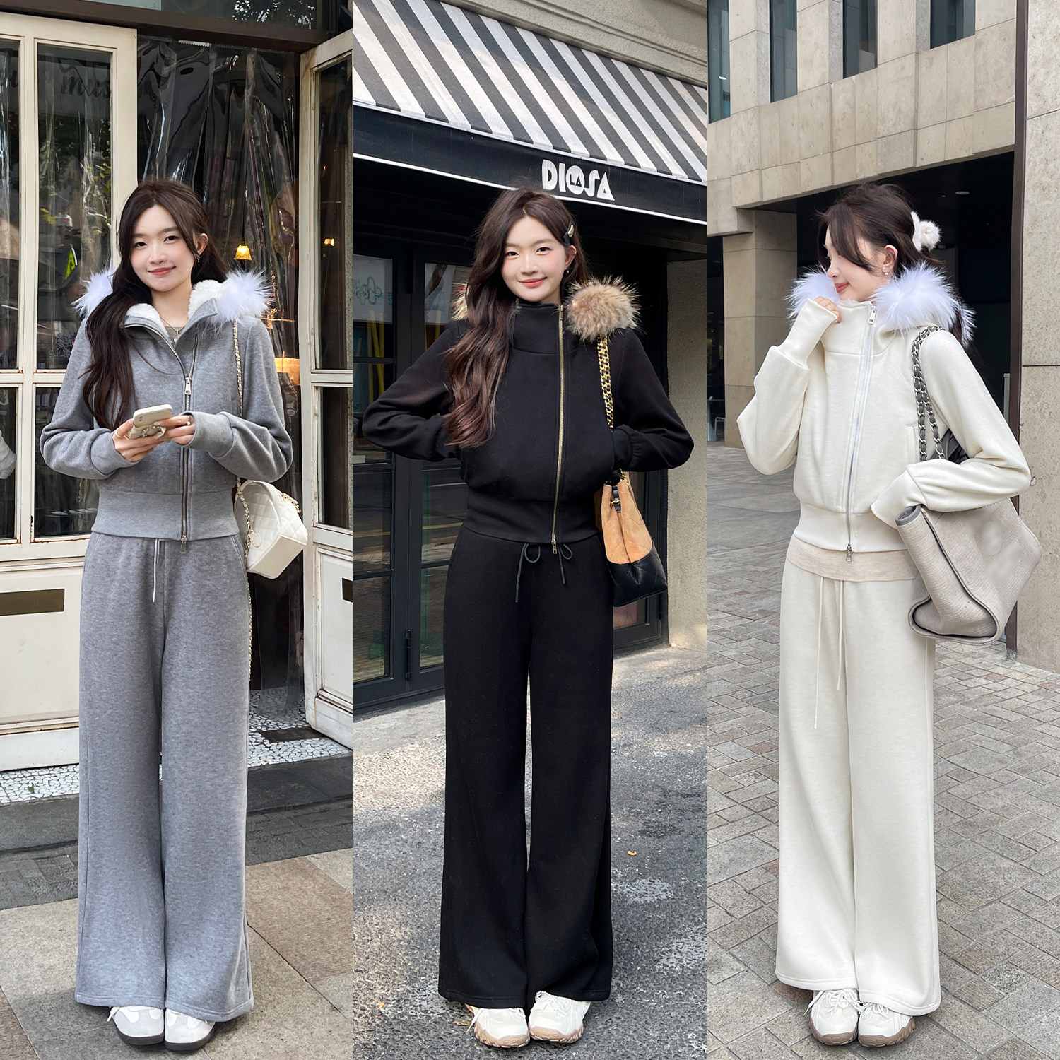 TAKIYAS SHOP 毛领加绒卫衣外套/休闲裤,女装/女士精品,时尚套装,淘宝优惠券,粉丝福利购,淘宝优惠卷