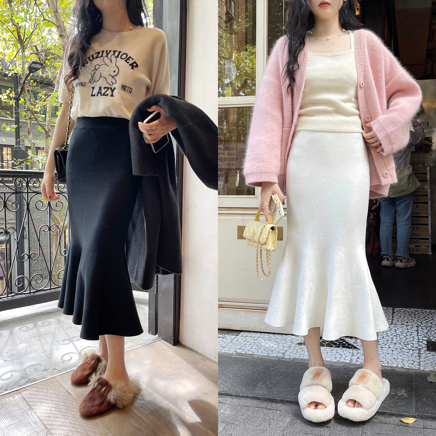 TAKIYAS SHOP 针织鱼尾半身裙