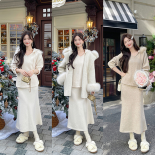 TAKIYAS SHOP毛领毛衣/半裙/狐狸毛大衣