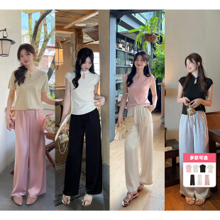 针织衫 TAKIYAS SHOP 中式 光泽感休闲裤