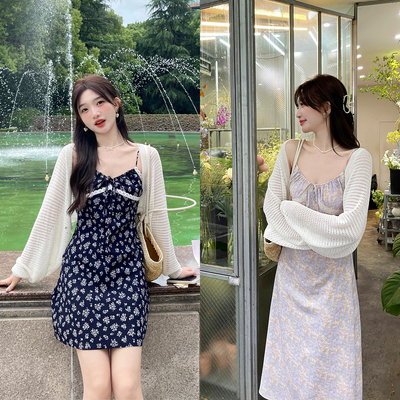 TAKIYAS SHOP 温柔碎花吊带裙/镂空开衫