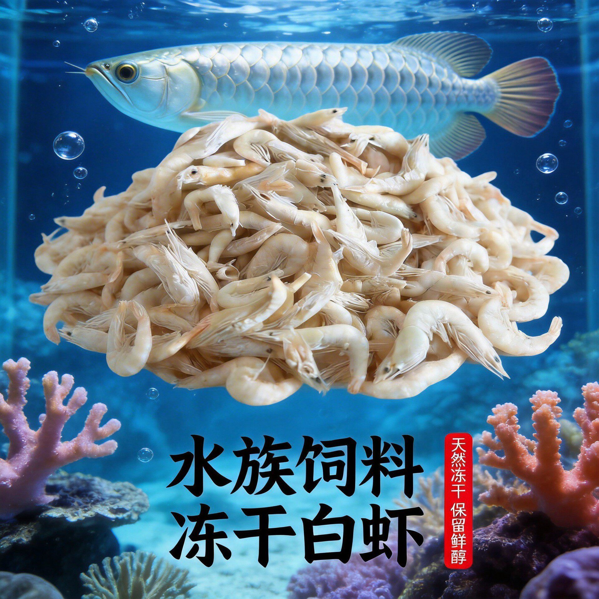 银龙鱼饲料白虾冻干龟粮鹦鹉鱼神仙鱼淡水无盐虾干地图鱼乌龟饲料