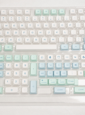 薄荷冰晶键帽pbt热升华xda适合苹果mac108 104 100 98 87 84 68键