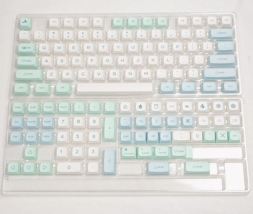 薄荷冰晶键帽pbt热升华xda适合苹果mac108 104 100 98 87 84 68键