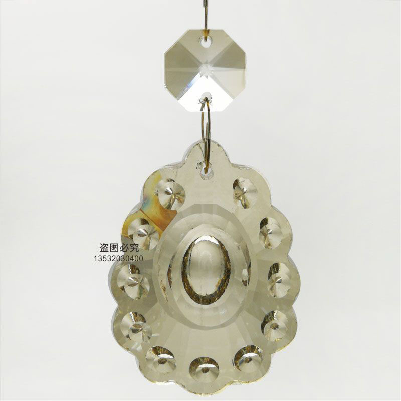 水晶灯配件吊灯上的装饰品水晶球挂件灯饰灯具透明金黄色花形吊坠