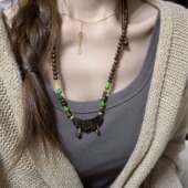 天然沉香木项链女款 新中式 国风毛衣链轻奢小众高级感锁骨链颈链
