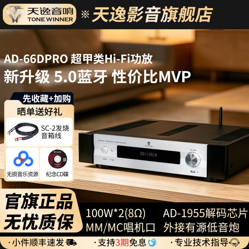Winner/天逸AD-66DPRO多功能超甲类合并式发烧数字蓝牙HiFi功放机