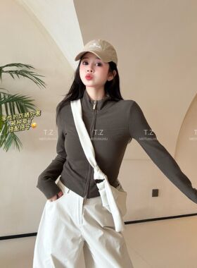【婷子定制】~150小个子改版韩系简约立领拉链短款长袖防晒E122