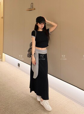 【婷子定制】150小个子改版韩系撞色纯欲懒人必入绑带两件套E298