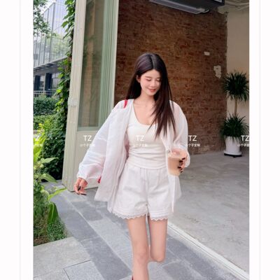 LEJIAN/乐见150小个子改版夏款韩系蕾丝边纯棉松紧腰百搭短裤E277