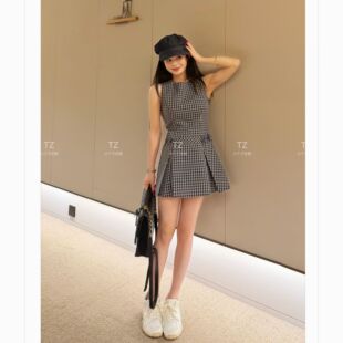 【婷子定制】150小个子改版韩系复古学院风显瘦格纹连衣裙E121