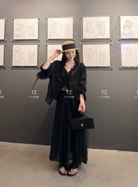 【婷子定制】150小个子韩系清冷女主风木耳边雪纺防晒开衫E435