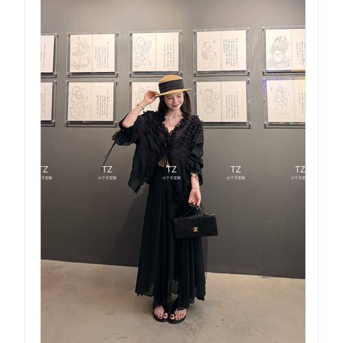 【婷子定制】150小个子韩系清冷女主风木耳边雪纺防晒开衫E435