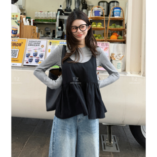 穿款 150小个子改版 韩系宽松简约叠穿吊带上衣D3091 婷子定制