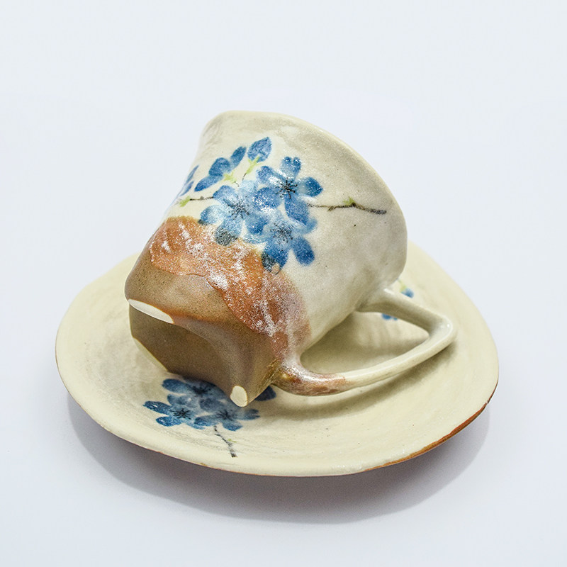 日本进口美浓烧马克杯水杯粗陶平安樱花咖啡杯下午茶具送礼居家