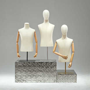 高档服装店模特道具男半身台式人台模特架子男装店带头人体展示架