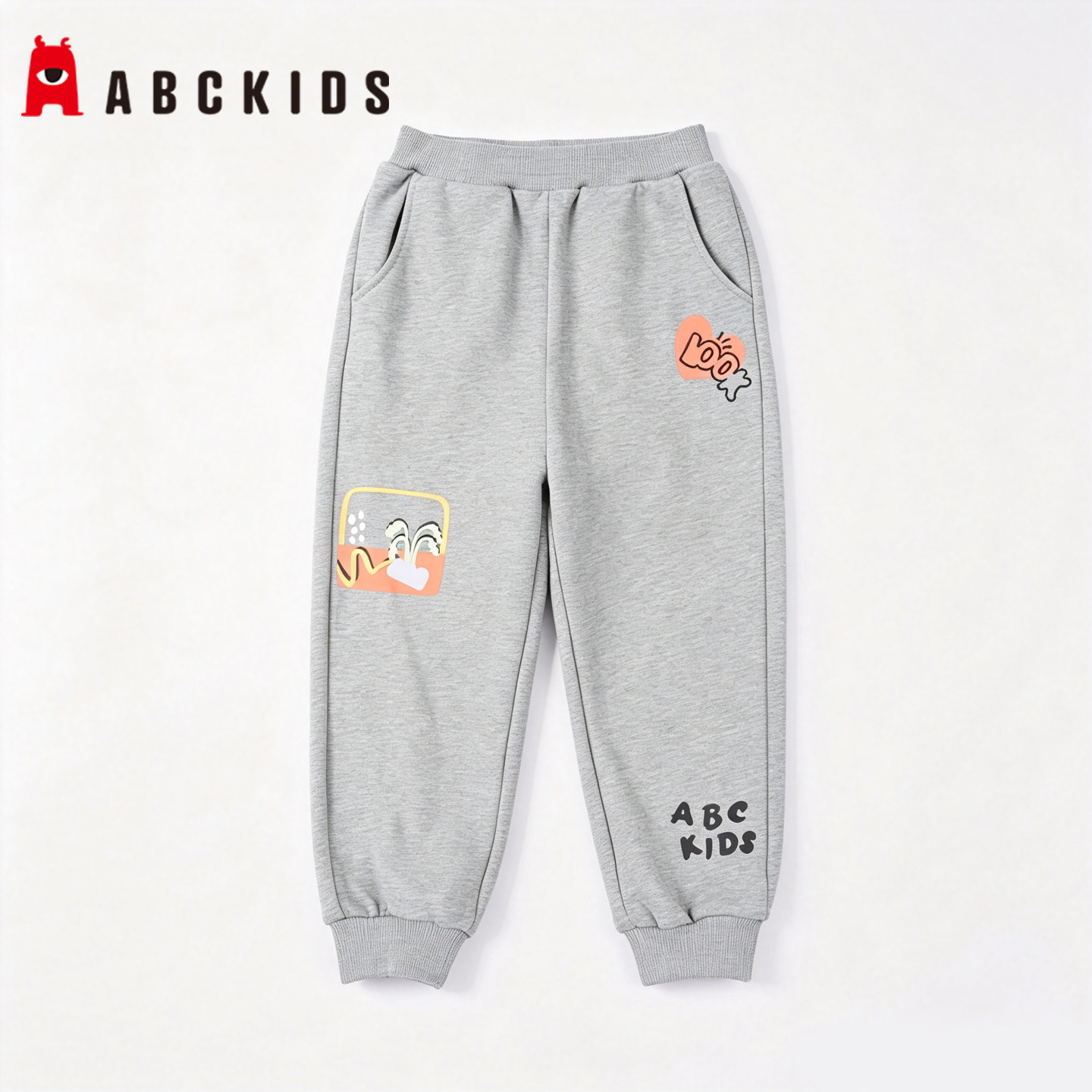 Abckids女童秋款卡通束脚运动裤图片