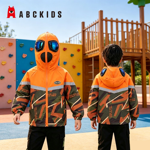 abckids童装2025春秋新品男童撞色奥特曼眼镜梭织外套F212303026