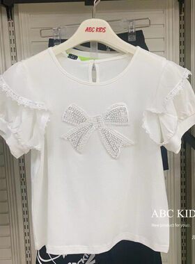 abckids童装2023夏季新品女童商场同款透气圆领短袖T恤F321301332