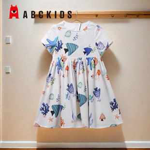abckids童装2023夏季新女童动漫小女孩洋气短袖连衣裙F121216401