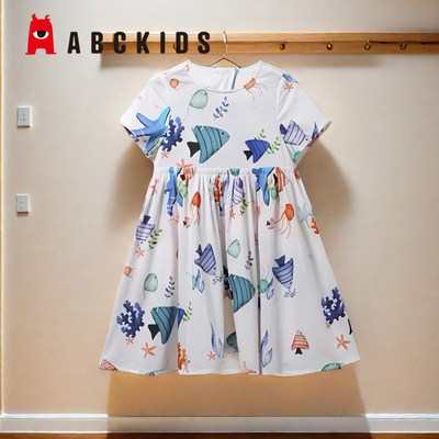 abckids童装2023夏季新女童动漫小女孩洋气短袖连衣裙F121216401