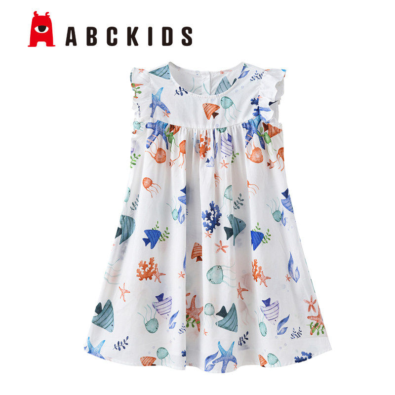 abckids童装2023夏季新品女孩洋气薄款梭织连衣裙专柜F121216430图片