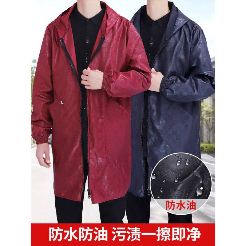 宽松羽绒服外套罩衣女士加绒男式防水新款仿皮防油工作服养殖场