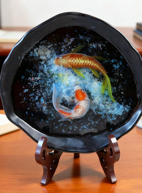 3D树脂画鱼锦鲤立体画手绘