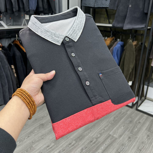 实惠平价男装翻领短袖T恤衫拼接撞色时尚休闲青年夏季体恤衫上衣