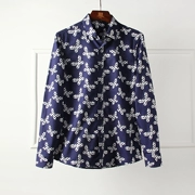 2019 Huadu Cửa hàng bách hóa Xu hướng thời trang Áo sơ mi dài tay thoải mái thoáng khí cho nam Slim Joker Top New Print - Thiết bị sân khấu