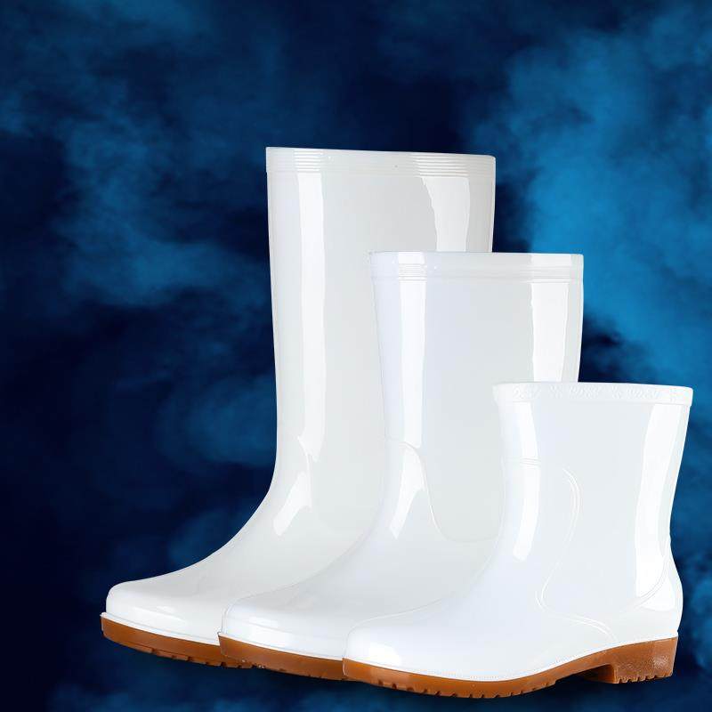 白色雨靴男士食品厂卫生水靴劳保防滑耐油耐酸碱食品靴女胶鞋套鞋