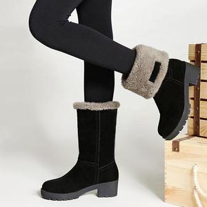 冬季雪地靴女中筒加绒加厚2022新款短靴防水防滑粗跟厚底保暖棉鞋