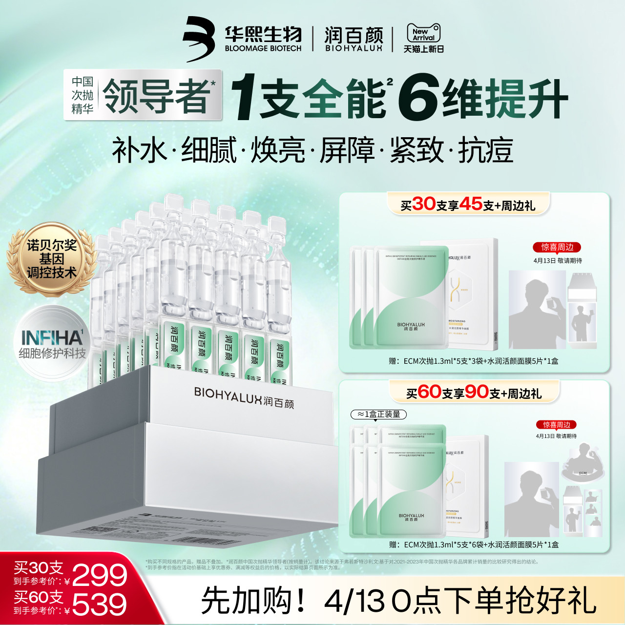 【明星同款】润百颜全能次抛精华液INFIHA细胞修护ECM补水紧致