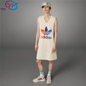 连衣裙 Adidas 女子宽松透气V领休闲无袖 三叶草 IK7862 阿迪达斯