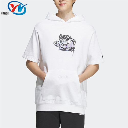 阿迪达斯正品男女连帽短袖卫衣