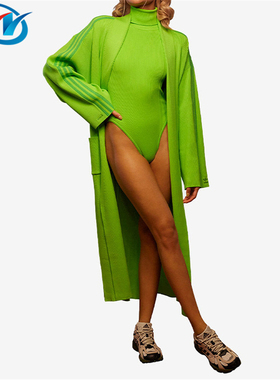 Adidas/阿迪达斯三叶草女子长款宽松透气运动休闲针织外套 HH9356