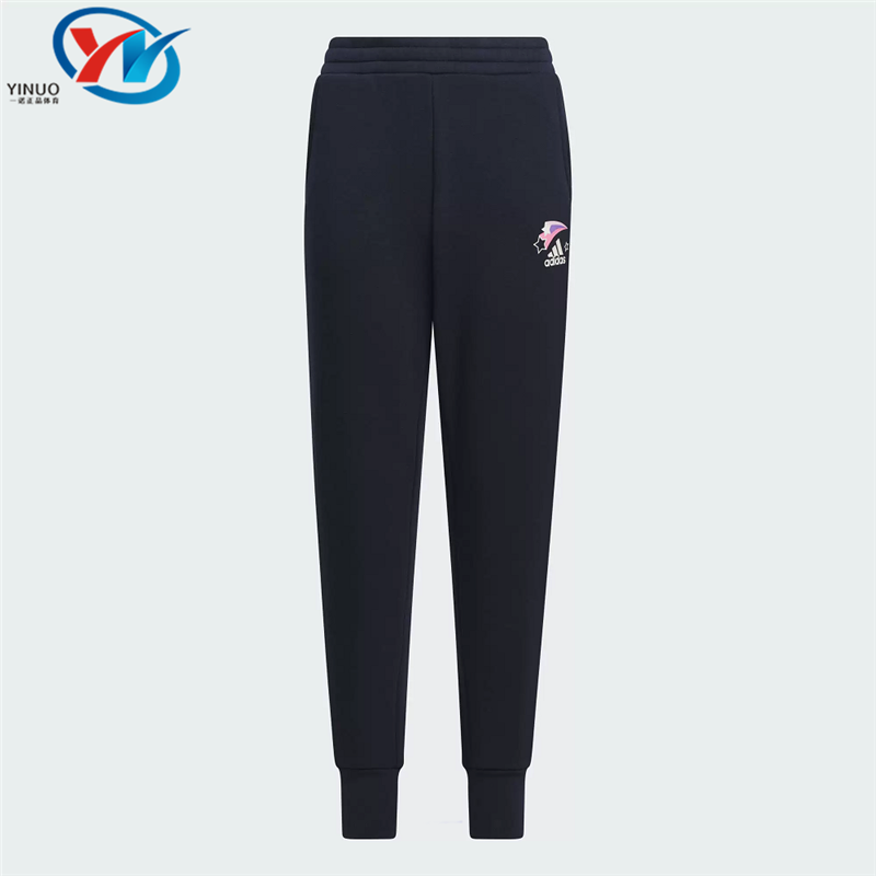 阿迪达斯女透气刺绣束脚运动长裤