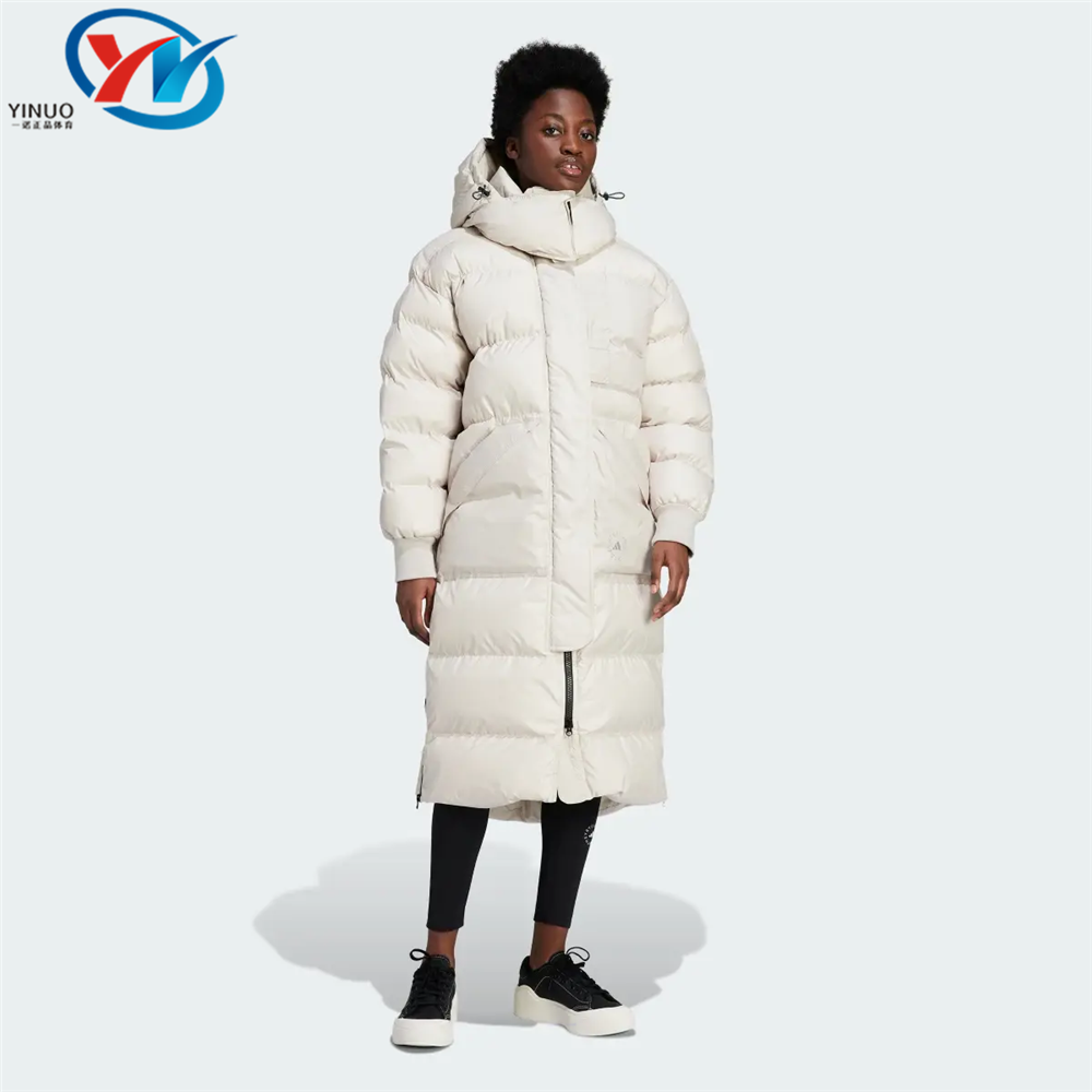 阿迪达斯女子长款连帽保暖棉服