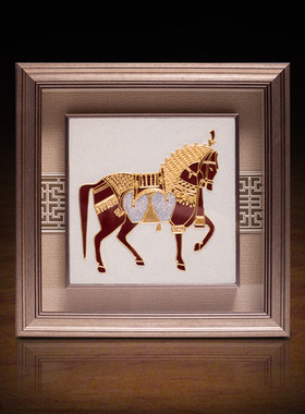 金箔漆线雕马到成功新店开业礼物高档摆件办公室装饰商务伴手礼品