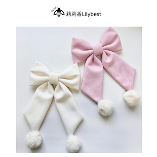 毛毛球大号蝴蝶结胸针卫衣diy装 饰披风斗篷配饰日系甜美穿搭别针